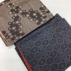 未使用品　綿反物　リメイク　綿紬　 まとめ売り　着物　和服　5点　反物　ボーダー 紬 生地 木綿 布 長さ50cm単位 和柄 綿100 着物 反物 袴 訪問着