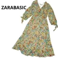 新品タグ付き　ZARAザラ 花柄フローラルプリントミモレ丈フレアワンピース