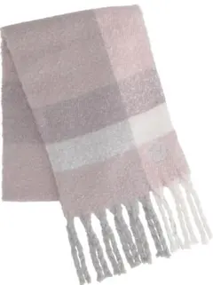 クレイサス フリンジ ブークレ マフラー ピンク【新品タグ付】