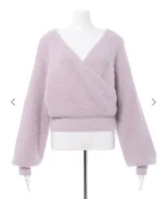 INGNI フェザーヤーンカシュクールクロップド丈ニット ピンク