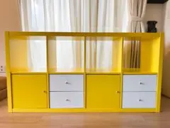 値下げ中！【IKEA】カラックス シェルフ 扉付き 棚 イエロー　イケア