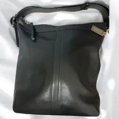 COACH ショルダーバッグ 肩 斜め掛9177 黒 無地 レザー A4