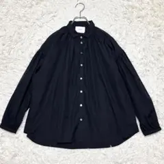 美品 manon アミカルシャツ S 黒 タイプライター 長袖 ギャザーブラウス