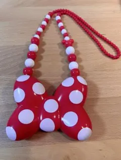 【点灯確認済】ミニー リボン 光るネックレス ライト 赤白ドット 平成 匿名配送