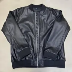 黒レザー ジップアップジャケット　防風 バイク