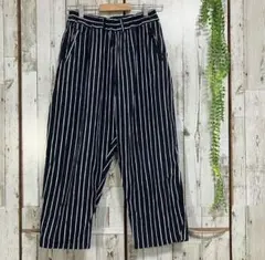 ニコアンド　ワイド　テーパード ストライプ イージー　パンツ リネン コットン