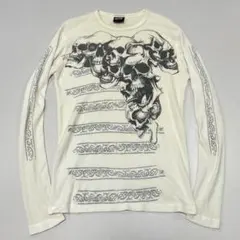 00s y2k スカル サーマル ロングtシャツ タトゥー お兄系 パンク 平成