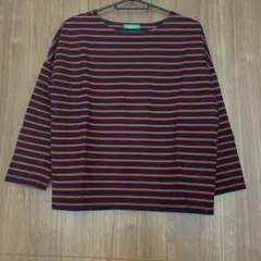 earth music&ecology 長袖Tシャツ 黒赤ストライプ