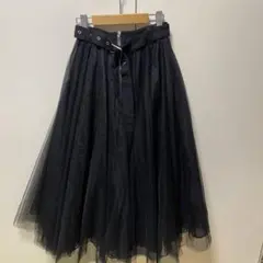 チュールフレアロングスカート 黒