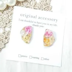 #4414/ハンドメイド♡押し花ドライフラワーレジンピアス
