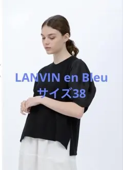 ランバンオンブルー袖布帛コンビカットソー　ブラック　38 レリアンのサムネイル