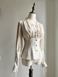 ロリータ　ブラウス　フリル　長袖　杏色