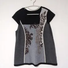 Chamois シャミー カシミヤ100% ベスト ジオン商事 黒/グレー