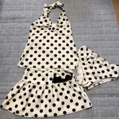 女の子　水着　150cm ３点セット　水玉　セパレートタイプスカート付き
