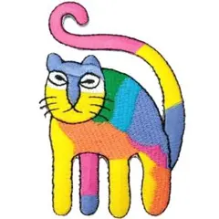 ワッペン ネコ 猫 CAT 動物 カラフル アート アイロン アップリケ送料無料
