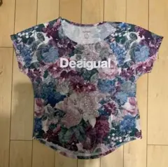 中古　美品　Desigual 花柄 半袖 Tシャツ S　ブルー　ラベンダーのサムネイル