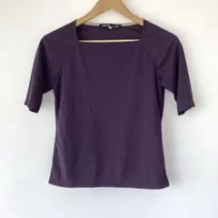 ★ミッシェルクランMICHEL KLEIN 半袖カットソー スクエアネック 紫のサムネイル