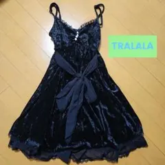 TRALALA 　キャミワンピース　黒　ベロア　 トゥララ　平成ギャルのサムネイル