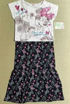 ミニー ミッキー ワンピース 150ディズニーTシャツ女の子