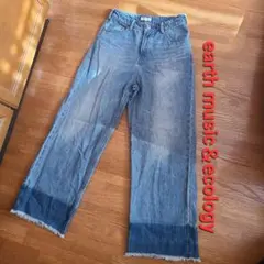 earth music＆ecology フリンジ付きデニムパンツ