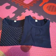 無印良品長袖Tシャツ2枚セット　ベビーキッズTシャツロンT　ネイビー