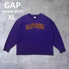 GAP 1969ロゴ ドロップショルダー スウェット 紫XLビッグシルエット
