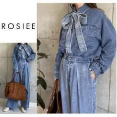 ROSIEEボウタイ2wayテンセルデニムシャツ薄手柔らかいデニムリボンブラウス