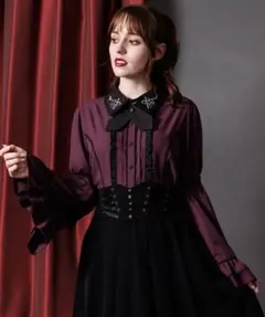 新品★axes femme クロスローズ刺繍ブラウス ゴスロリ 紫