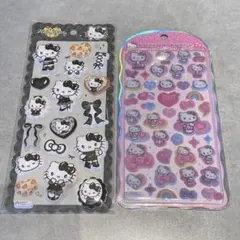 コットンパフィーシール　キティ　モノクロ　マシュマロシール　２点　サンリオ正規品