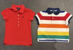 【ラルフローレン】ポロシャツ2枚セット（赤・ストライプ）