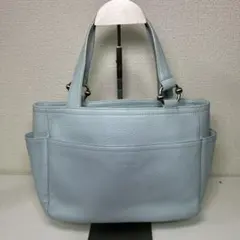 【FURLA】フルラ 本革 レザートートバッグ シボ革 水色 A4収納可