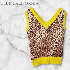 クラブカルフォルニア 【 S 】 ニットベスト タンクトップ Vネック 豹柄