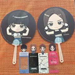 ガチャガチャミニうちわカズハウンチェ　ダイソーランダムしおりセット