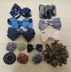 ヘアアクセ バレッタ シュシュ　ワニクリップ ヘアゴム ビーズ 13個セット