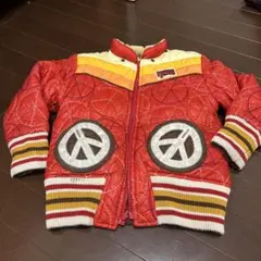 キッズ リバーシブルジャケット 赤 ピースマーク付き