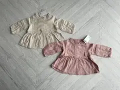 新品未使用タグ付き　長袖　トップス　2着セット　生成/ベージュ　くすみピンク