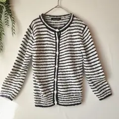 イーストボーイ『M』リネン あぜ編み 長袖 カーディガン ボーダー上品