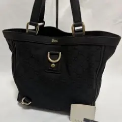 GUCCI トートバッグ アビー GG柄 キャンバス レザー A4可 ブラック