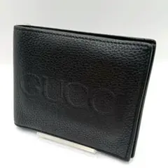 GUCCI グッチ　ブラックレザー 二つ折り財布（K）