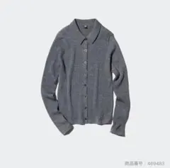 UNIQLO ユニクロ メリノリブポロカーディガン M グレー