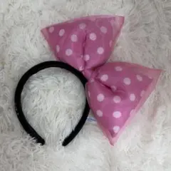 ミニーマウス カチューシャ ピンク 水玉