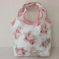 ローラアシュレイ エコバッグ 花柄 ローズ 折りたたみ コンパクト トート