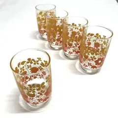 昭和レトロなフラワー柄のタンブラー５個セット
