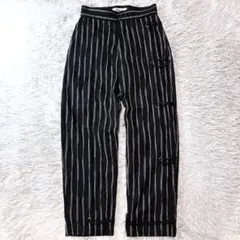 【極々美品】CHALAYAN ワイドスラックス　ストライプ　ブラック　S