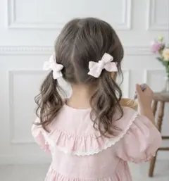 【3種4個セット】ピン　リボン　ピンク　レース　オーガンジー　ベビー　キッズ