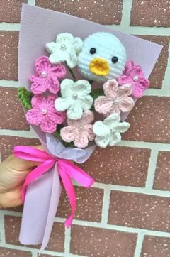 병아리 부케 스몰 플라워 뜨개질 핸드메이드 사이즈 2