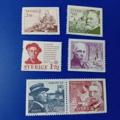 8071 外国切手 スウェーデン ノーベル賞受賞者等人物シリーズ 6種