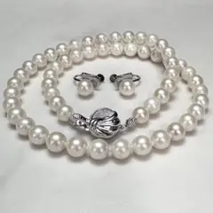 本真珠 白蝶 パールネックレス 10ミリ珠 テリ強 シルバー刻印 極美品