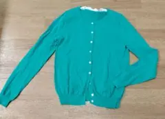 グリーン ニットカーディガン レース装飾 earth M