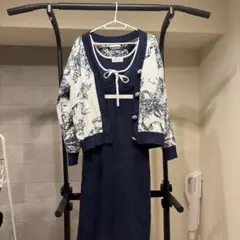 スナイデルホーム　ルームウェア　ワンピース　カーディガン　ネイビー